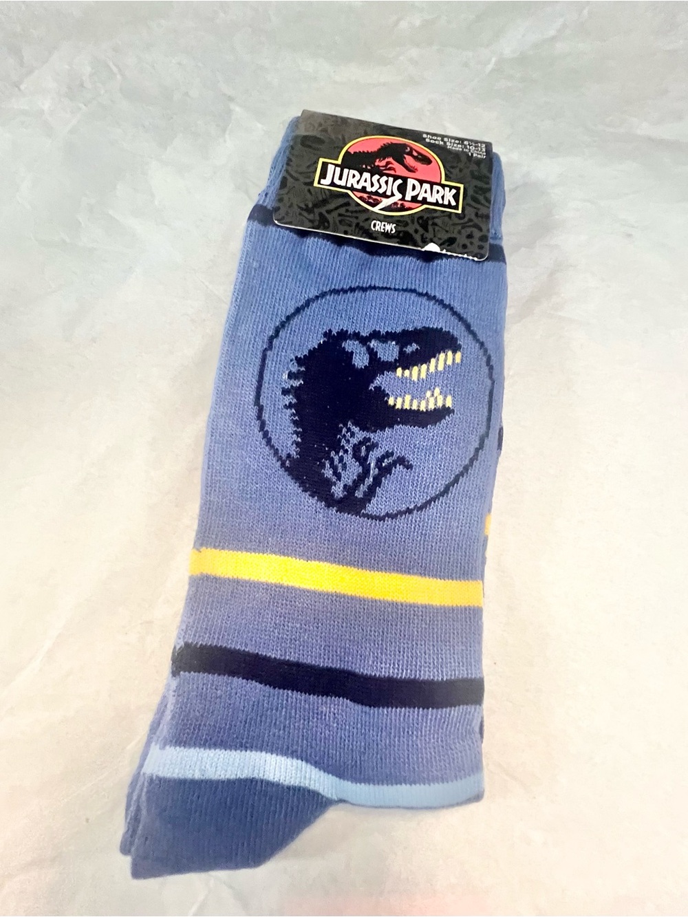 Universal Studio’s Jurassic Park Men’s Blue Crew Socks - Dino Logo